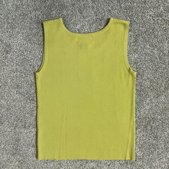 Finity Sweater Womens Large Green Grid Knit Tank Glitter Librariancore Stretch - Picture 7 of 7